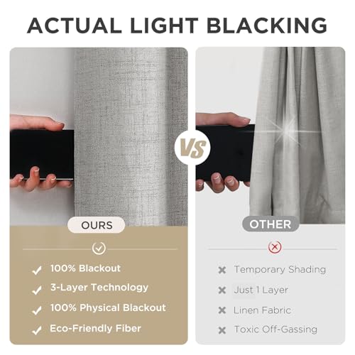 Joydeco Greyish White Blackout Curtains 120 Inches Long, Extra Long Curtains 120 Inch Length 1 Panel for Bedroom, Thermal Insulated Linen Black Out Curtains with Grommets(100x120, Greyish White) - color: Greyish White, size: 100"W x 120"L (Pack of 1)