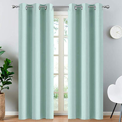 Yakamok Blackout Curtains 38x84 inch Aqua Thermal Drapes-Bedroom | 2 panels,room darkening,thermal insulated,noise reducing,privacy protection,grommet window treatment,living room study dining - color: Aqua, size: 38"W x 84"L (Pack of 2)