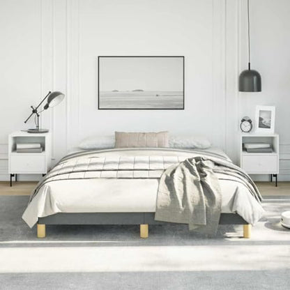 Queen Size Bed Frame, Upholstered Platform Bed with Breathable Fabric, Sturdy Engineered Wood Base, Low Profile Modern Bedroom Furniture, Dark Grey - color: Dark Gray, size: Queen & 9.8"