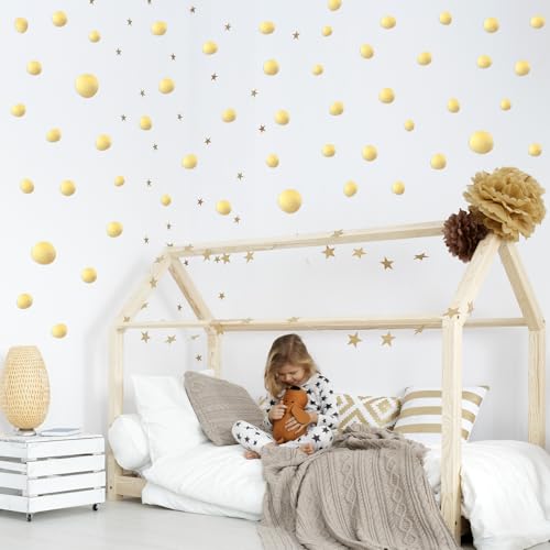 TaoBary 15 Sheet 300 Pcs Irregular Polka Dot Boho Wall Decals,Gold | Removable Modern Vinyl Boho Wall Stickers Terrazzo Pattern for Playroom Bedroom - color: Gold
