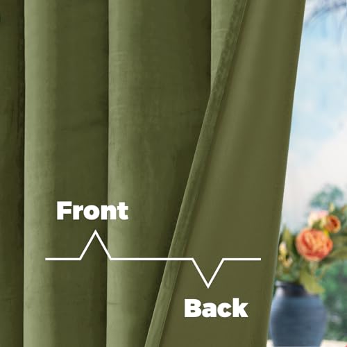 BGment Sage Green Velvet Blackout Curtains 72 Inches Long for Bedroom, 52 x 72 Inch Velvet Curtains Super Soft Thermal Insulated Privacy Room Darkening Drapes with Back Tab and Rod Pocket, 2 Panels - color: Sage Green, size: 52"W x 72"L (Pack of 2)