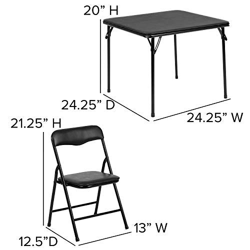 Flash Furniture Mindy Kids 3-Piece Folding Table and Chairs Set for Daycare and Classrooms, Children's Activity Table and Chairs Set, Black - color: Black, size: 3 Piece Set