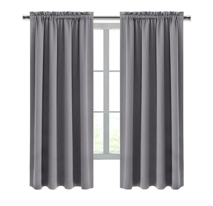 DWCN Blackout Curtains for Bedroom Living Room 38 x 63 Inch Long Grey | 2 Panels Set, Room Darkening, Thermal Insulated, Light Blocking, Rod Pocket Drapes, Noise Reducing Window Treatments - color: Grey, size: 38"W x 63"L (Pack of 2)