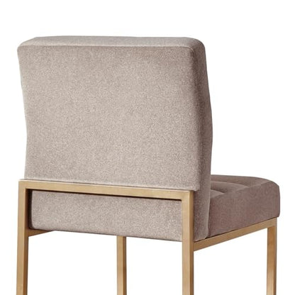 GrandNoor Modern Grey Linen Fabric Dining Chairs Set of 2, Soft Thick Upholstered Kitchen Chairs with Gold Sturdy Metal Legs,Adjustable Foot Pads Dining Room Chairs - color: Grey Linen, size: 2PCS Dining Chairs
