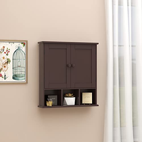 TaoHFE Brown Medicine Cabinets,Bathroom Wall Cabinet with 2 Door | Adjustable Shelves Over The Toilet Storage Cabinet,Espresso Bathroom Cabinet Wall Mounted for Laundry Room Kitchen - color: Espresso