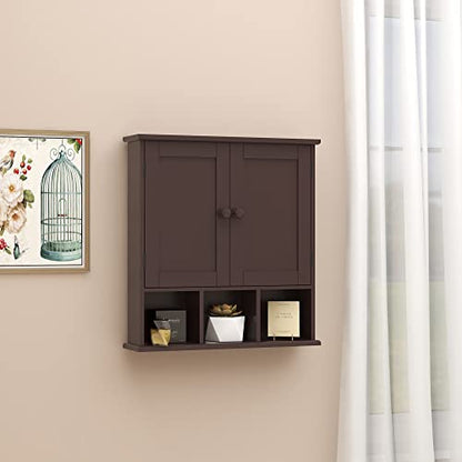 TaoHFE Brown Medicine Cabinets,Bathroom Wall Cabinet with 2 Door | Adjustable Shelves Over The Toilet Storage Cabinet,Espresso Bathroom Cabinet Wall Mounted for Laundry Room Kitchen - color: Espresso