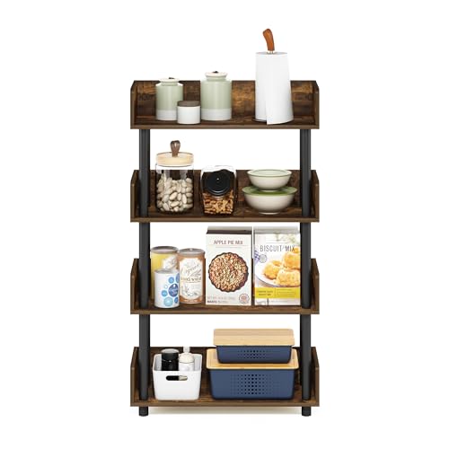 Furinno Turn-N-Tube 4-Tier Toolless Display Rack, Amber Pine/Black - color: Amber Pine/Black, size: 4-Tier Display Rack