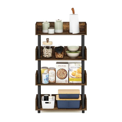 Furinno Turn-N-Tube 4-Tier Toolless Display Rack, Amber Pine/Black - color: Amber Pine/Black, size: 4-Tier Display Rack