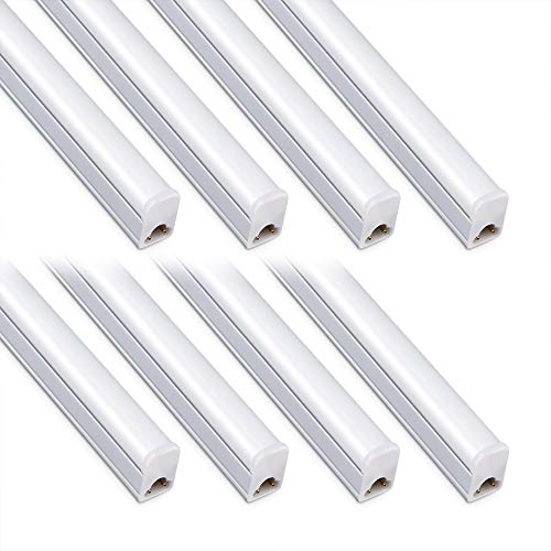 LED Shop Light for Garage, T5, 2FT, 10W, 1100LM, 6500K, 8 Pack | Linkable Layout Expansion, Hardwired or Wall-Mounted Setup, for Garage Workshop Under Cabinet, Durable Aluminum Housing - color: Bright White-6500k, size: 2 FT-8 Pack