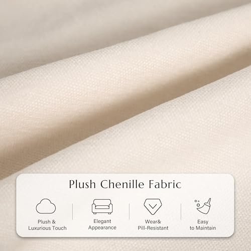 65.4" Loveseat Sofa, Chenille Love Seat with 2 Pillows, Beige | Easy Assembly, Pocket Spring Cushions, Comfy Modern Small Couch for Living Room, Bedroom, Apartment, Office - color: Beige, size: 65.4" Loveseat Sofa
