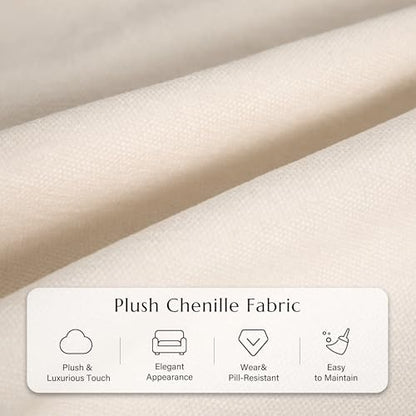 65.4" Loveseat Sofa, Chenille Love Seat with 2 Pillows, Beige | Easy Assembly, Pocket Spring Cushions, Comfy Modern Small Couch for Living Room, Bedroom, Apartment, Office - color: Beige, size: 65.4" Loveseat Sofa