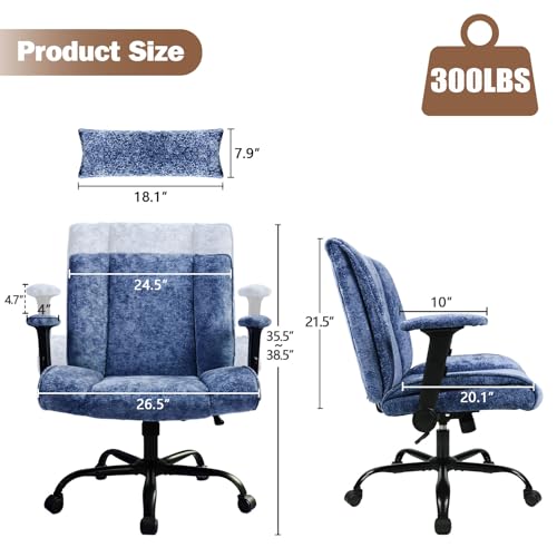 Criss Cross Chair with Wheels & Flip Arms, Wide Cross Legged Office Chair with Adjustable Tilt Criss-Cross Desk Chair with Lumbar Support for Home Office, Bedroom, Apartment Blue - color: Blue