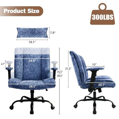 Criss Cross Chair with Wheels & Flip Arms, Wide Cross Legged Office Chair with Adjustable Tilt Criss-Cross Desk Chair with Lumbar Support for Home Office, Bedroom, Apartment Blue - color: Blue