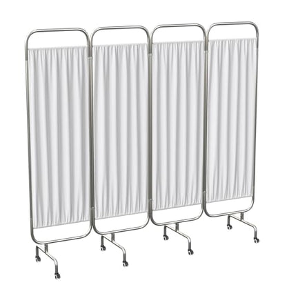 tonchean 4 Panel Medical Privacy Screen Folding Room Divider on Wheels | Medical Ward Divider White Portable Wall Partition and Dividers freestanding for Hospital Clinic Nursing Home Salon 79"Wx71"H