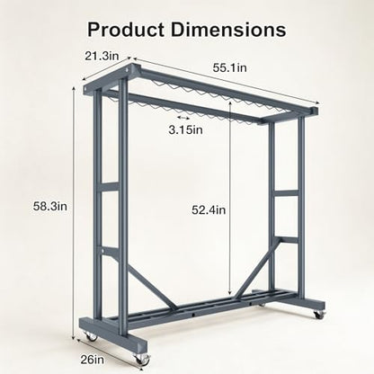 Heavy Duty Clothes Rack, Thickened Stainless Steel Frame, Gray | Thickened stainless steel frame, high load capacity, home & commercial, rust-resistant, stable without wobbling - color: Gray