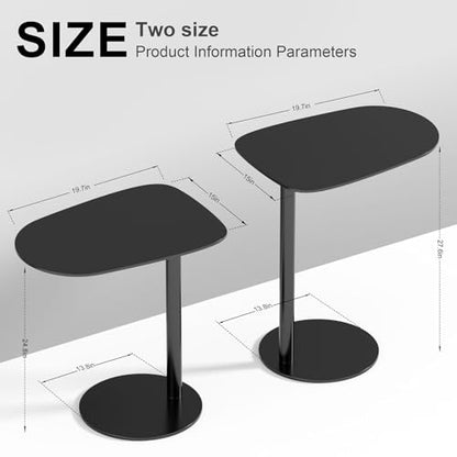 C Shaped End Table for Couch - Modern Metal Sofa Side Table with Round Base | Space-Saving Accent Table for Living Room, Bedroom & Small Spaces, Black, 24.8" H - size: 24.8"H