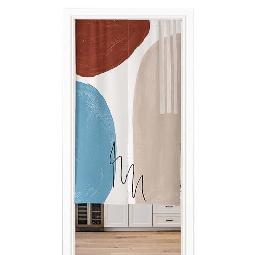 Room Divider Curtain for Doorway Use, Door Curtain Panel for Partition, Privacy Curtain for Doorway, Blackout Door Curtain Panel, Adjustable Tension Rod Mounting, Easy Setup - color: E, size: 26x35in