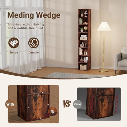 8 Cube Retro Brown Book Shelf, Tall Bookcase for Bedroom Home Office - color: Retro Brown, size: 8 Cube