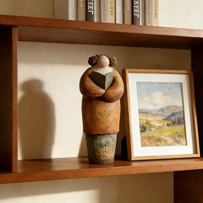 XINXUAN Reader Women Sculpture, Home Décor Accents for Modern Farmhouse | Bookshelf, Office, Desk, TV Stand, Entryway, Room Decor Aesthetic, Book Lovers Gifts (C)