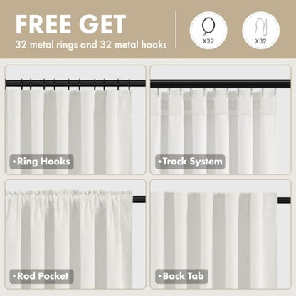 MIULEE Linen Textured 100% Blackout Curtains 63" Inch Long White Backing | Total Black Out, Thermal Insulated, Heat and Light Blocking, Back Tab&Rod Pocket, Heavy Duty, Thick, Linen Look, Birch - color: Birch, size: 40"W x 63"L (Pack of 2)