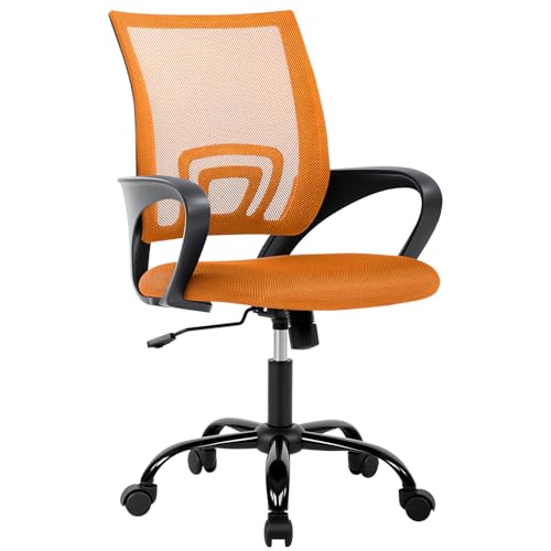 BestOffice Office Computer Chair Ergonomic Mesh Desk Chair with Lumbar Support Modern Executive Adjustable Stool Rolling Swivel for Back Pain (Orange) - color: Orange, size: 1 Pcs