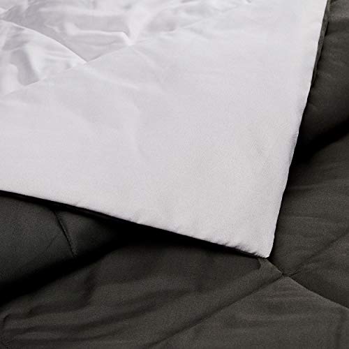 Amazon Basics Reversible Lightweight Microfiber All Season Comforter Blanket, King, Black/Grey - color: Black / Grey, size: King
