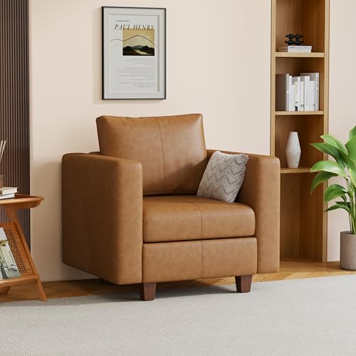 MINCETA Modular Sectional Sofa, Modern Comfy Sofa with Upholstered and Storage Ottoman for Living Room,Bedroom(Brown, Armchair) - color: Brown, size: 37.8"W*32.3"D