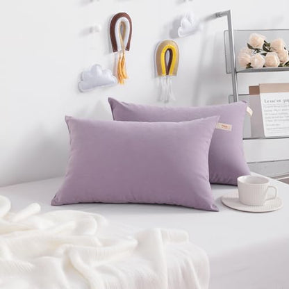 NTBAY Toddler Pillows, Set of 2, 13"x18", Lavender | Soft Microfiber Toddler Pillows with Down-Alternative Fill, 2 Pack 13 x 18 Inch Pillows for Beds, Daycare, and Travel - color: Lavender, size: 13"x18"