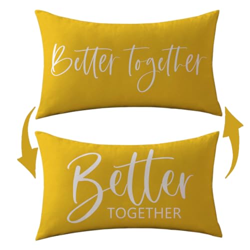 ULOVE LOVE YOURSELF Better Together Lumbar Throw Pillow Cover Romantic Couple Reversible Decorative Pillowcase12''x20'' Double-Sided Print Cushion Cover for Bed/Sofa (Yellow) - color: Yellow