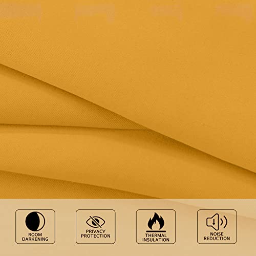 MYSKY HOME Yellow Blackout Curtains for Living Room Bedroom Curtains 90 Inches Long Grommet Room Darkening Window Curtains Thermal Insulated Single Panel Curtains 52 x 90 Inch, Mustard Yellow - color: Mustard Yellow, size: 52"W x 90"L (Pack of 1)