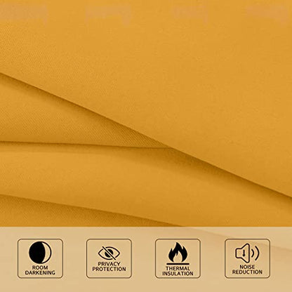 MYSKY HOME Yellow Blackout Curtains for Living Room Bedroom Curtains 90 Inches Long Grommet Room Darkening Window Curtains Thermal Insulated Single Panel Curtains 52 x 90 Inch, Mustard Yellow - color: Mustard Yellow, size: 52"W x 90"L (Pack of 1)