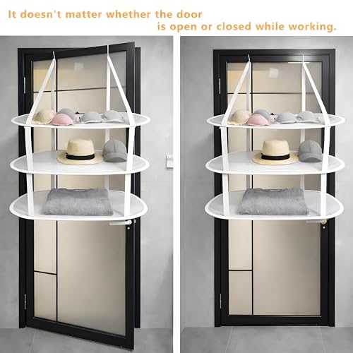 SAMJANE Hanging Sweater Drying Rack – Lay-Flat Warp-Knit Airflow Mesh for Delicates, 3 pcs 3-Tier Foldable Space-Saving Door-Hanging Design for Fast Drying & No Deformation in Small Spaces (White)
