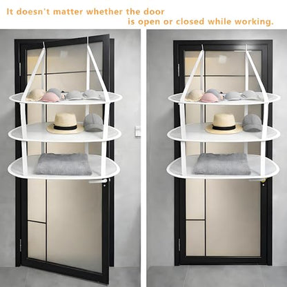 SAMJANE Hanging Sweater Drying Rack – Lay-Flat Warp-Knit Airflow Mesh for Delicates, 3 pcs 3-Tier Foldable Space-Saving Door-Hanging Design for Fast Drying & No Deformation in Small Spaces (White)