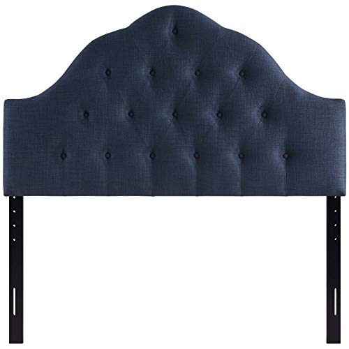 Modway Sovereign Tufted Button Linen Fabric Upholstered Queen Headboard in Navy - color: Navy, size: Queen