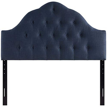 Modway Sovereign Tufted Button Linen Fabric Upholstered Queen Headboard in Navy - color: Navy, size: Queen