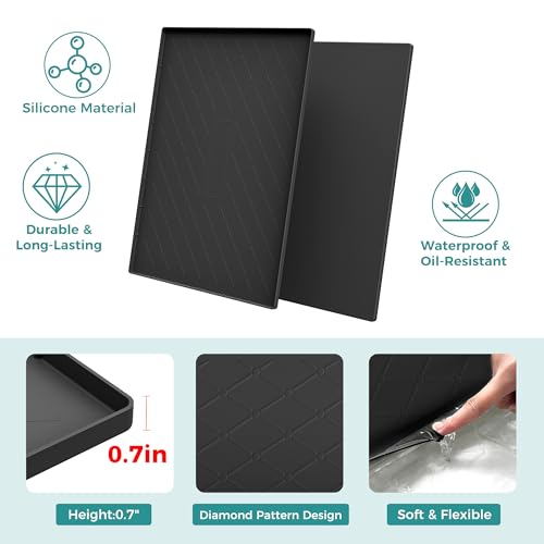 URMONA Under Sink Mat for Kitchen Waterproof, 34" x 22" Silicone Under Sink Mat for Shelf Liner Organizer, Cabinet Sink Protector Under Sink Liner for Bottom Kitchen, Bathroom(Light Grey) - color: Light Grey, size: 22"W x 34"L