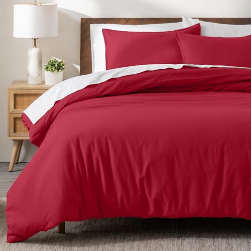 Bare Home Flannel Duvet Cover Set (Twin/Twin XL, Red) | 100% Cotton, Velvety Soft, Heavyweight, Premium Flannel, Double Brushed, Includes Sham Pillow Cover - color: 10 - Red (No Comforter), size: Twin/Twin XL