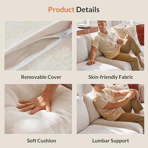 HULALA HOME Backrest Cushion for Sectional Sofa Couch, Beige - color: Beige, size: Backrest Cushion
