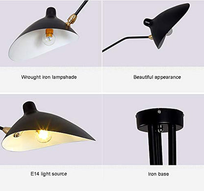 Mid Century Modern Chandelier Black with Swing Arm & Adjustable Lampshade, 3 Arm Chandelier Black Large Pendant Light Fixtures for Living Room Dining Room Kitchen