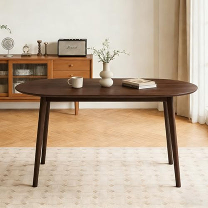 63" Oval Dining Room Table for 4-6 | Modern Wooden Dining Table, Solid Wood Legs, Kitchen Table, Dining Room, Office, Living Room, Walnut - color: Walnut