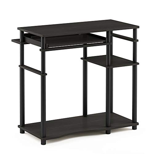 Furinno Abbott Desk, 31.5 Inch Black Computer Desk with Keyboard Tray, Easy Assembly Gaming Desk with Storage Shelf, Office Desk for Home Office, Bedroom, Black Espresso - color: Black Espresso/Black
