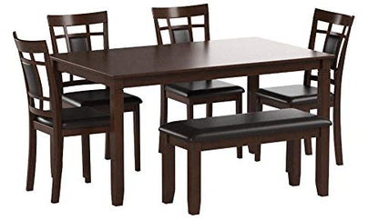 Signature Design by Ashley 6-Piece Dining Table Set with Bench, Dark Brown - color: Brown