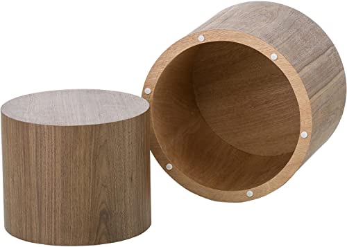 Nesting Coffee Table Set of 2, Walnut Round Wooden Coffee Tables Modern Circle Table for Small Space Living Room Bedroom Accent End Side Table (Walnut-Round) - color: 18.9" Walnut