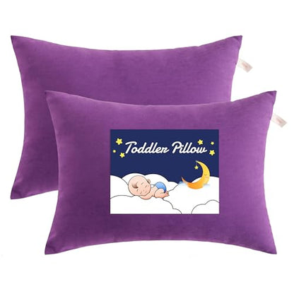 NTBAY Toddler Pillows, Down Alternative 13"x18" Pillows, Machine Washable - Soft and Breathable Travel Small Pillows for Sleeping, Ideal for Daycare, Crib, Cot, Purple | Soft Microfiber Toddler Pillows with Down-Alternative Fill, 2 Pack 13 x 18 Inch Pillo
