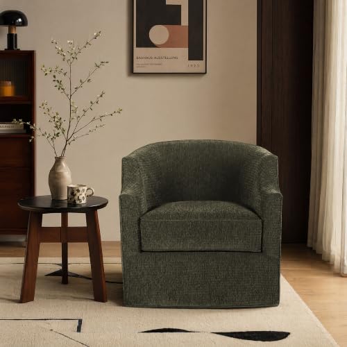 34" Upholstered Swivel Barrel Accent Chair, 360 Swivel Armchair with Metal Base, Comfy Foam Padded Seat for Living Room Bedroom Dressing Room, 350 lbs Weight Capacity - color: Kj-0922c-light 162