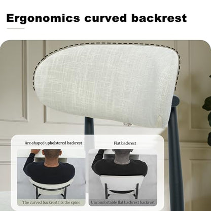 FREKEN Modern Upholstered Dining Chairs Set of 6, Mid-Century Metal Frame Linen Fabric Side Chair for Kitchen Dining Room, 350lbs Capacity, Beige - color: Beige - Black Legs, size: Set of 6