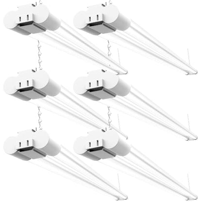 Sunco 6 Pack LED Shop Lights 4FT, Plug in Linkable, White, 40W=150W | 5000K Daylight, 4500LM, Frosted Lens, Pull Chain, Hanging/Surface Mount, 48 Inch Utility Light Fixture for Garage, Workshop