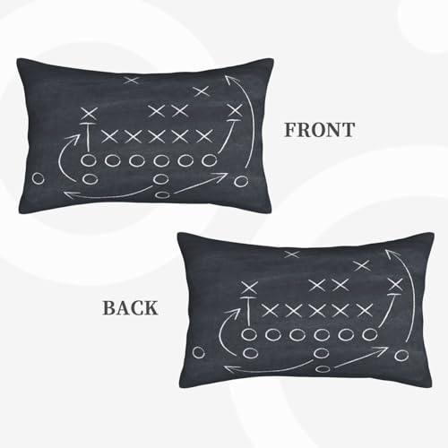 American Football Throw Pillow Covers Tactics Chalk Blackboard Drawing Lumbar Pillow Cover 12x20 Inch Set of 2 Soccer Theme Pillowcase Rectangle Cushion Cases for Bed Sofa - color: Black, size: 20" x 12" (Pack of 2)