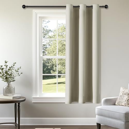 ChrisDowa Small Window Curtains 50 Inches Long for Bedroom Door Curtain | 29W x 50L, Beige Room Darkening Drapes, Doorway Curtain for Living Room/Kitchen/Closet, Thermal Insulated, 1 Panel - color: Beige, size: 29"W x 50"L (Pack of 1)