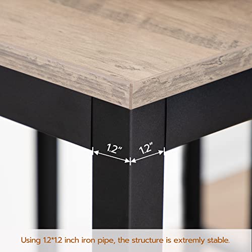 HOOBRO Bar Table and Chairs Set, 47.2” Rectangular Pub Table with 2 Stools for Small Space, 3-Piece Breakfast Set, Sturdy Metal Frame, Easy to Assemble, Greige BG52BT01 - color: Greige + Black